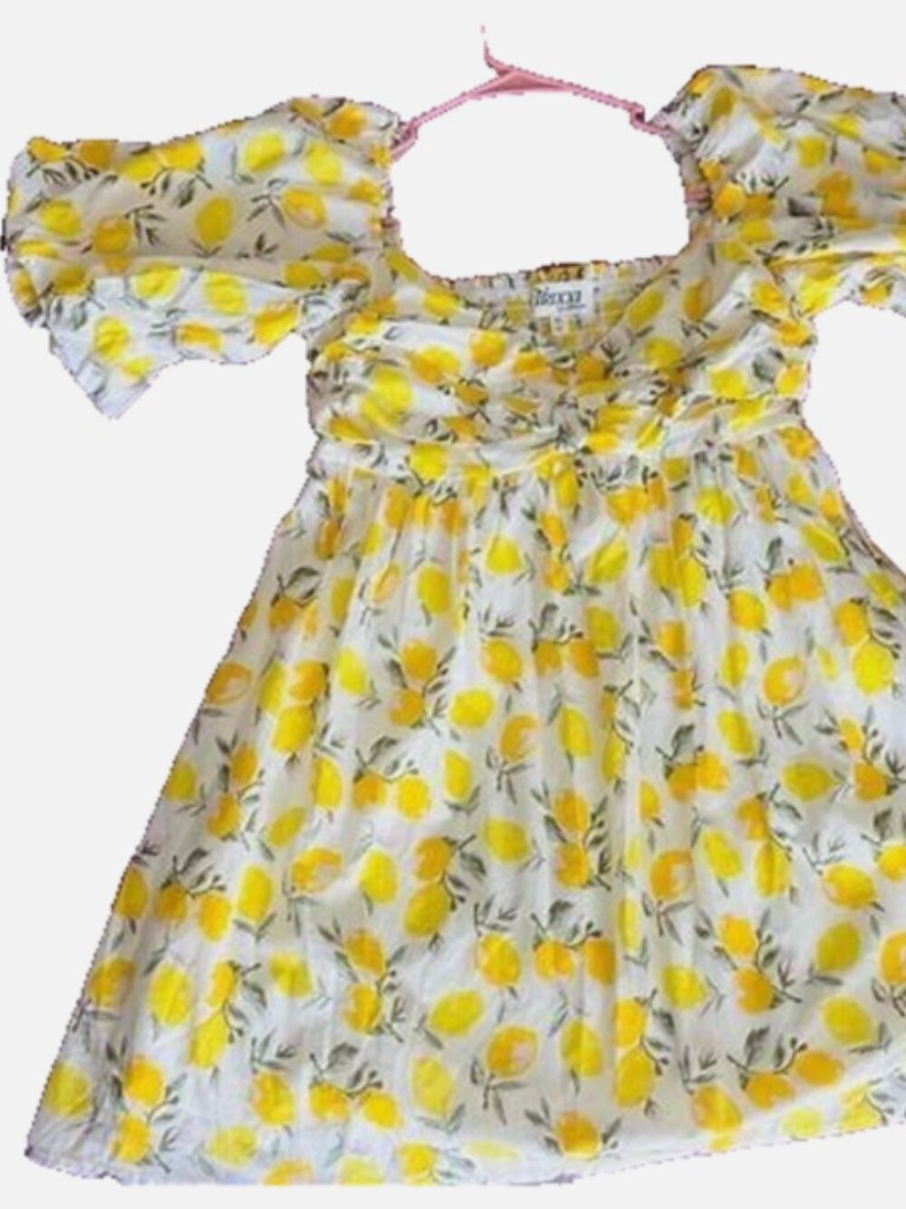 Trixxi Los Angeles Lemon Puff Sleeve Smocked Mini Dress XL Junior COQUETTE